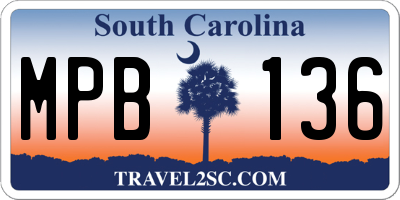 SC license plate MPB136