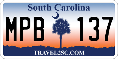 SC license plate MPB137