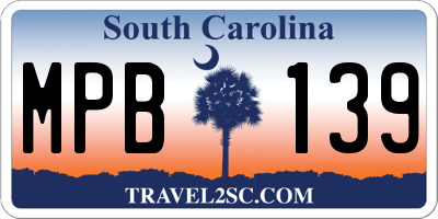 SC license plate MPB139