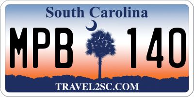 SC license plate MPB140