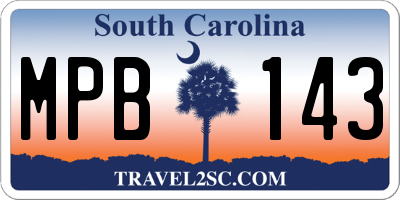 SC license plate MPB143