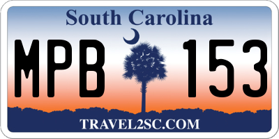 SC license plate MPB153