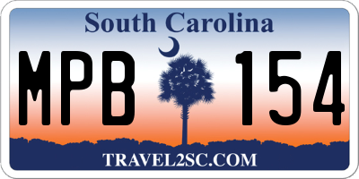 SC license plate MPB154