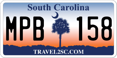 SC license plate MPB158