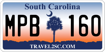 SC license plate MPB160