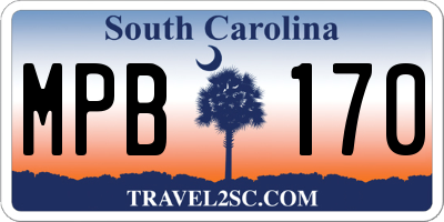 SC license plate MPB170