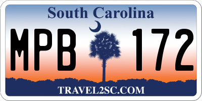 SC license plate MPB172