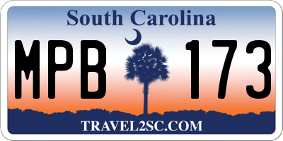 SC license plate MPB173