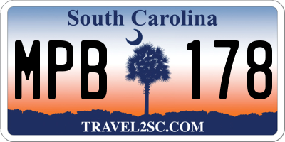 SC license plate MPB178