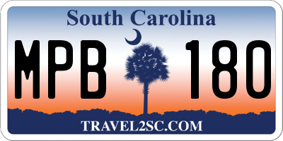 SC license plate MPB180