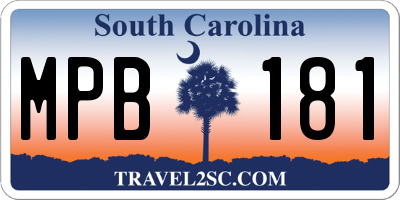 SC license plate MPB181