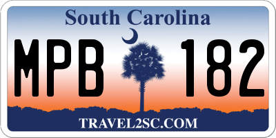 SC license plate MPB182