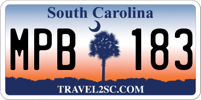 SC license plate MPB183