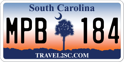 SC license plate MPB184