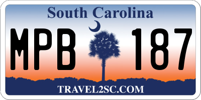 SC license plate MPB187