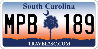 SC license plate MPB189