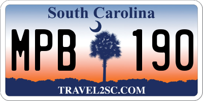 SC license plate MPB190