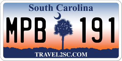 SC license plate MPB191