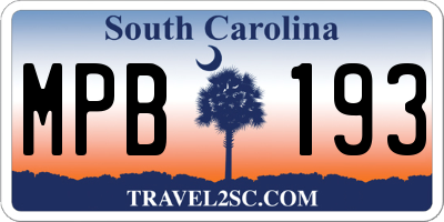 SC license plate MPB193