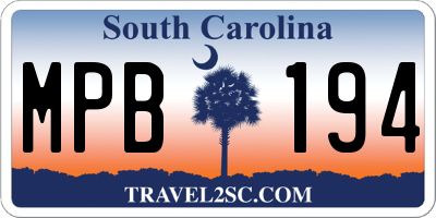 SC license plate MPB194