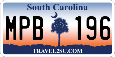 SC license plate MPB196