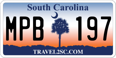 SC license plate MPB197
