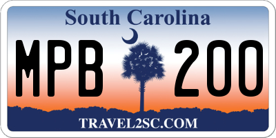 SC license plate MPB200
