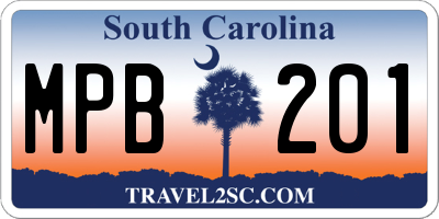 SC license plate MPB201
