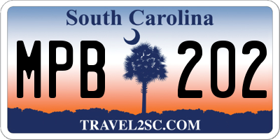 SC license plate MPB202
