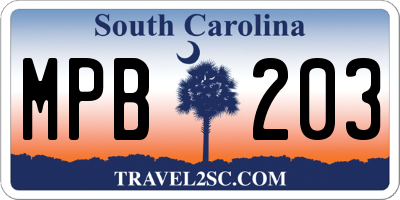 SC license plate MPB203