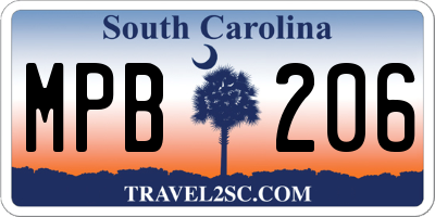 SC license plate MPB206