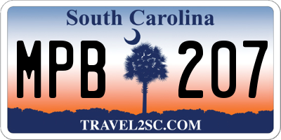 SC license plate MPB207