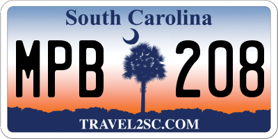 SC license plate MPB208