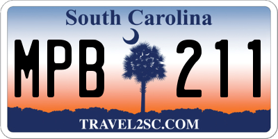 SC license plate MPB211
