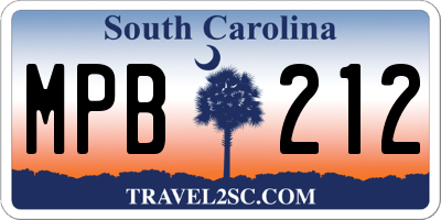 SC license plate MPB212