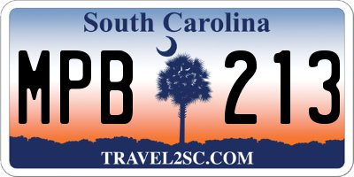 SC license plate MPB213