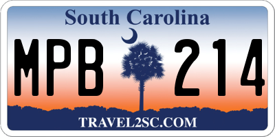 SC license plate MPB214