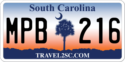 SC license plate MPB216