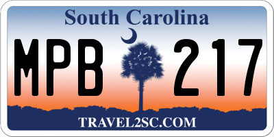 SC license plate MPB217