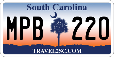 SC license plate MPB220