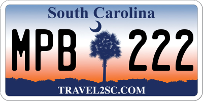 SC license plate MPB222