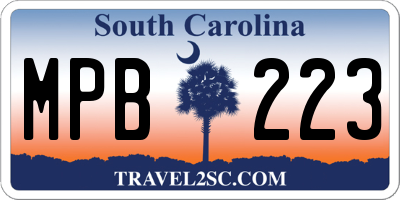 SC license plate MPB223