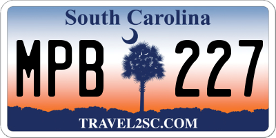 SC license plate MPB227