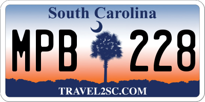 SC license plate MPB228