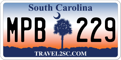 SC license plate MPB229