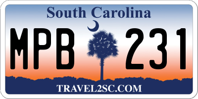 SC license plate MPB231