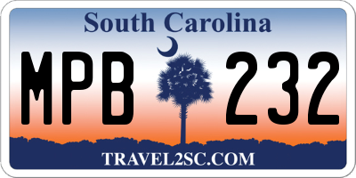 SC license plate MPB232