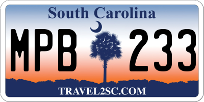 SC license plate MPB233