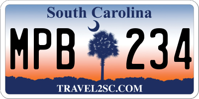 SC license plate MPB234