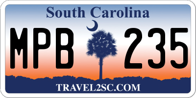 SC license plate MPB235